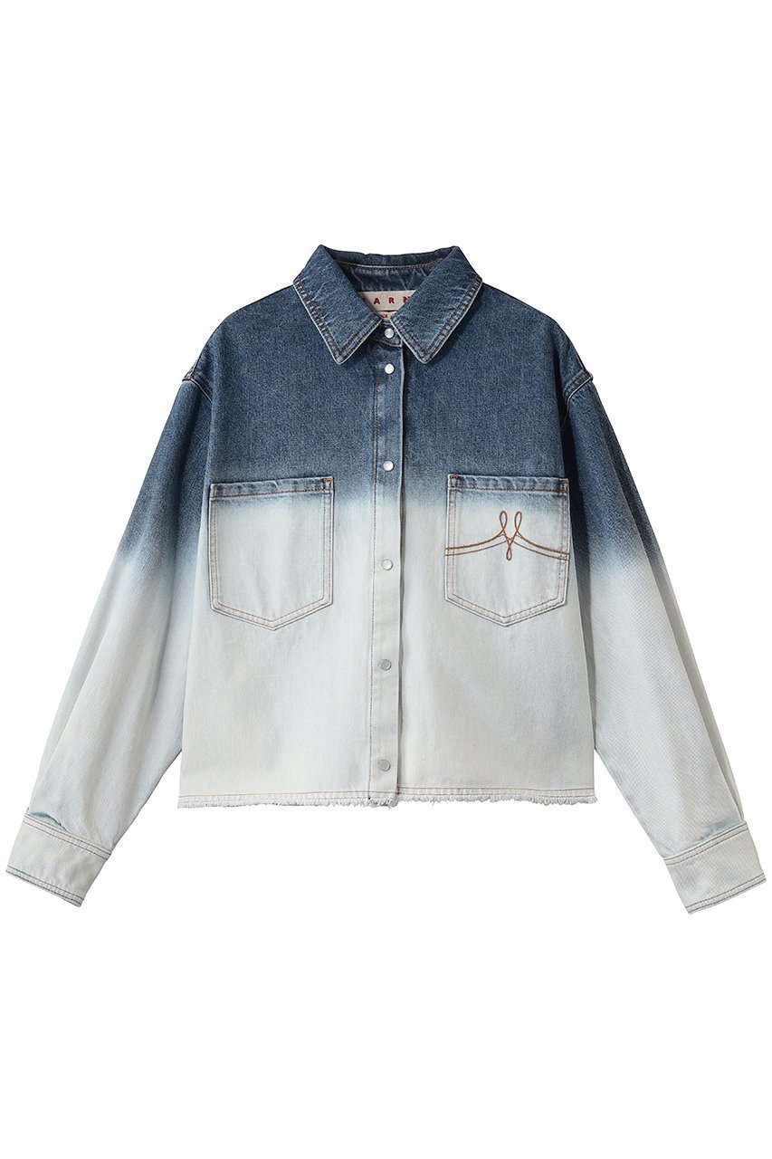 【マルニ/MARNI】のグラデーションデニムシャツ インテリア・キッズ・メンズ・レディースファッション・服の通販 founy(ファウニー) 　ファッション　Fashion　レディースファッション　Fashion for Women　トップス・カットソー　Cut & Sew Tops　シャツ・ブラウス・オフィスカジュアル　Elegant Blouses & Button-Ups　おすすめ　Recommended / Our Picks　グラデーション　Gradient, Ombre　スリーブ　Sleeve, Long Sleeve / Short Sleeve　センター　Center, Center Line　ダメージ　Distressed, Destroyed　デニム　Denim, Jeans Material　バランス　Balance, Style Balance　ロング　Long, Long-Length　ワイド　Wide, Wide Fit　エレガント 上品　Elegant　新作・新入荷　New Arrivals / New In　アンティークホワイト|ID: prp329100004992969 ipo3291000000037394717