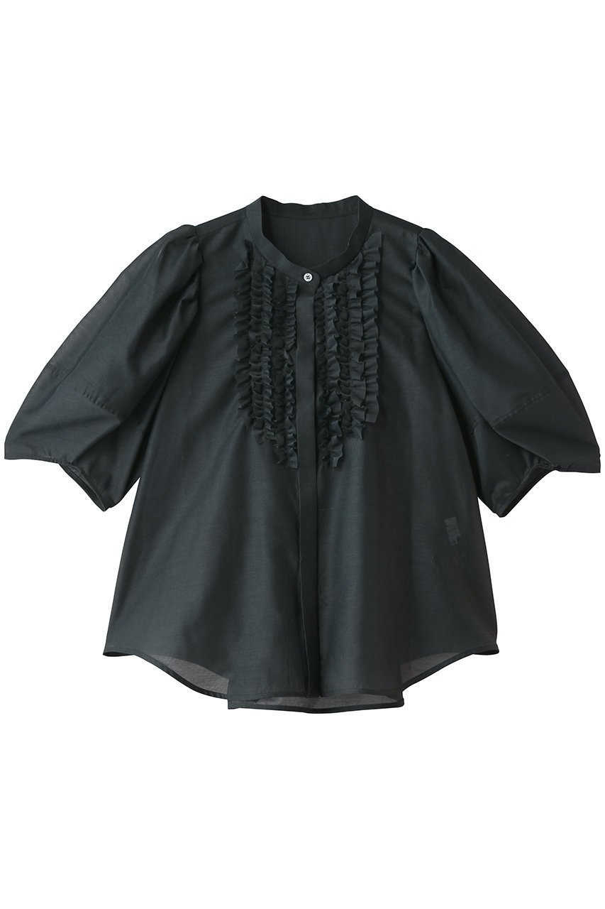 【ランバン オン ブルー/LANVIN en Bleu】のカールマイヤーフリルブラウス インテリア・キッズ・メンズ・レディースファッション・服の通販 founy(ファウニー) ファッション Fashion レディースファッション Fashion for Women トップス・カットソー Cut & Sew Tops シャツ・ブラウス・オフィスカジュアル Elegant Blouses & Button-Ups ショート Short, Short Length スリーブ Sleeve, Long Sleeve / Short Sleeve パーティ Party, Party Style フェミニン Feminine, Girly フリル Frill, Ruffle フロント Front, Front Design ラッセル Raschel, Raschel Lace レース Lace, Lace Fabric 新作・新入荷 New Arrivals / New In 軽量 Lightweight, Ultra Light グレー|ID: prp329100004992982 ipo3291000000037394826