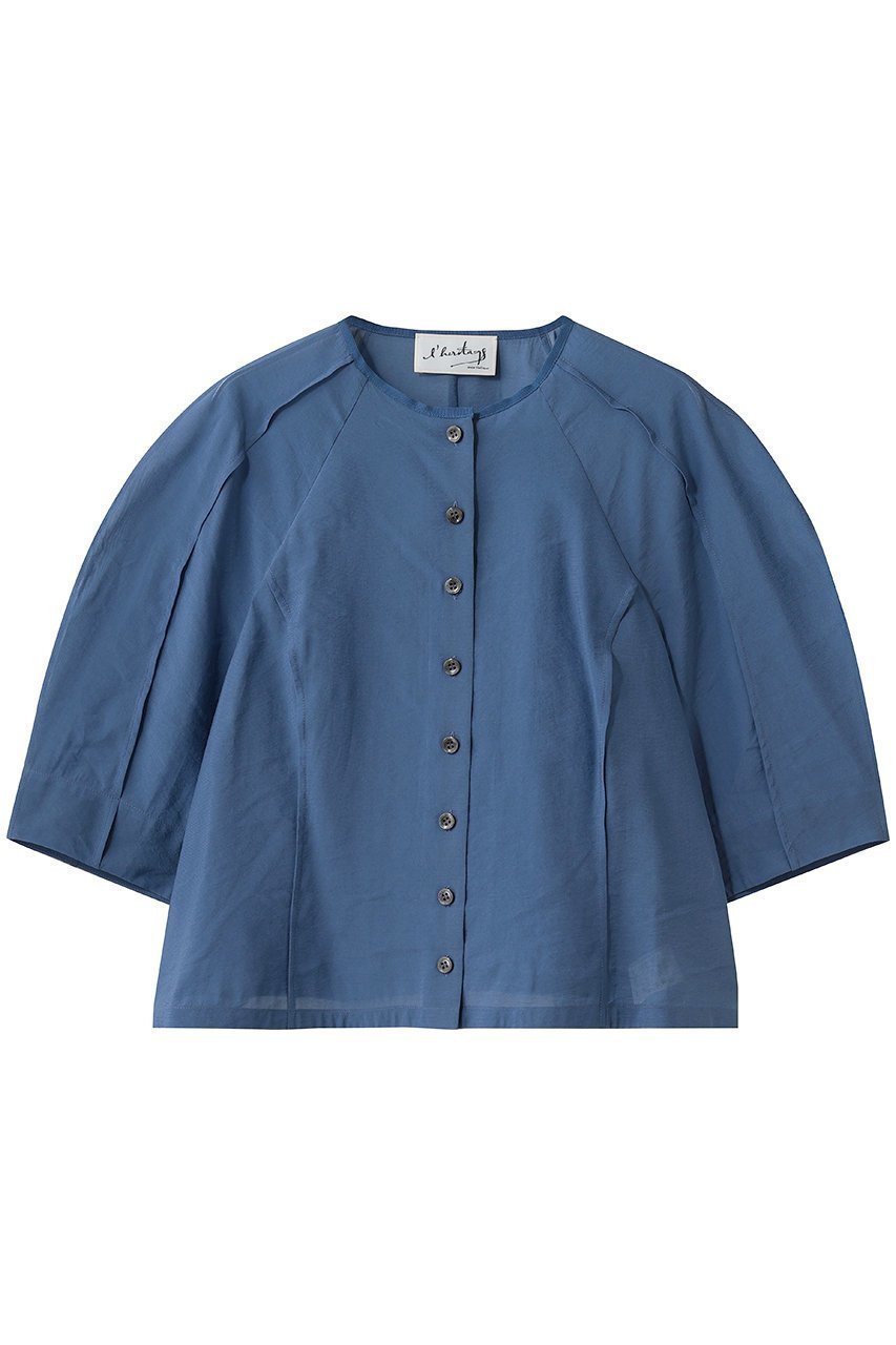 【マルティニーク/martinique】の【l heritage martinique】ブラウス インテリア・キッズ・メンズ・レディースファッション・服の通販 founy(ファウニー) 　ファッション　Fashion　レディースファッション　Fashion for Women　トップス・カットソー　Cut & Sew Tops　シャツ・ブラウス・オフィスカジュアル　Elegant Blouses & Button-Ups　スリーブ　Sleeve, Long Sleeve / Short Sleeve　センター　Center, Center Line　デニム　Denim, Jeans Material　ロング　Long, Long-Length　エレガント 上品　Elegant　新作・新入荷　New Arrivals / New In　ブルー|ID: prp329100004992996 ipo3291000000037394925