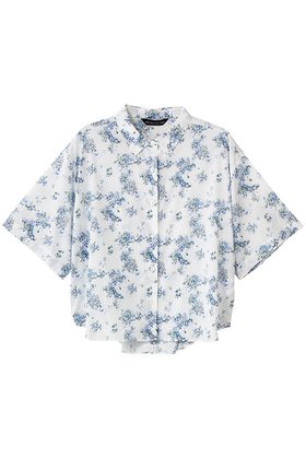 【ミズイロ インド/mizuiro ind】 flower print half slv shirt シャツ大人の最旬トレンドファッション＆コーディネート founy(ファウニー) ファッション Fashion レディースファッション Fashion for Women トップス・カットソー Cut & Sew Tops シャツ・ブラウス・オフィスカジュアル Elegant Blouses & Button-Ups ショート Short, Short Length スリーブ Sleeve, Long Sleeve / Short Sleeve デニム Denim, Jeans Material フラワー Flower, Floral プリント Print, Printed Pattern ボトム Bottoms, Lower Wear 新作・新入荷 New Arrivals / New In |ID:prp329100004993000
