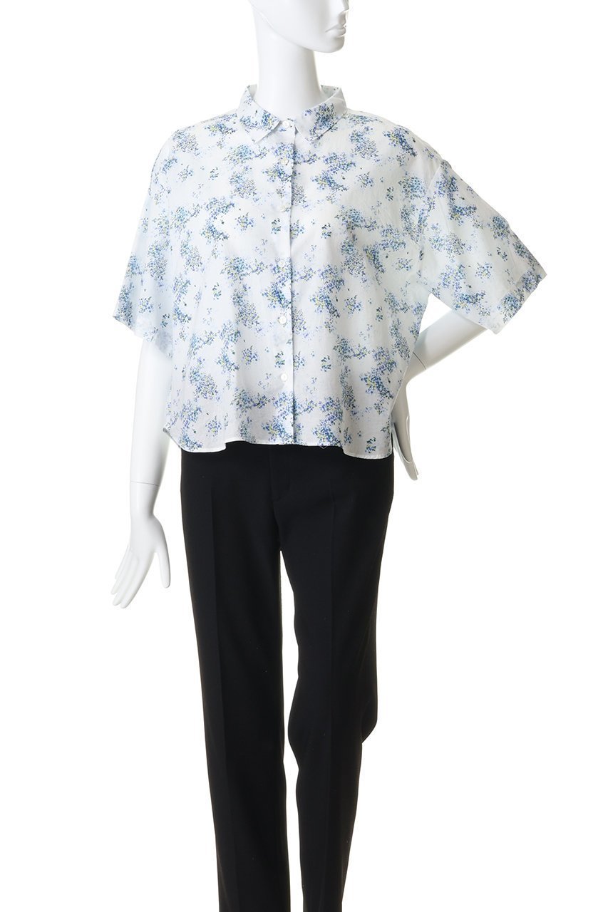 【ミズイロ インド/mizuiro ind】のflower print half slv shirt シャツ 大人の最旬トレンドファッション＆コーディネート founy(ファウニー) 　ファッション　Fashion　レディースファッション　Fashion for Women　トップス・カットソー　Cut & Sew Tops　シャツ・ブラウス・オフィスカジュアル　Elegant Blouses & Button-Ups　ショート　Short, Short Length　スリーブ　Sleeve, Long Sleeve / Short Sleeve　デニム　Denim, Jeans Material　フラワー　Flower, Floral　プリント　Print, Printed Pattern　ボトム　Bottoms, Lower Wear　新作・新入荷　New Arrivals / New In　other-2|ID: prp329100004993000 ipo3291000000037394959