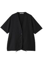 【ミディウミソリッド/MIDIUMISOLID】のno collar drawstring shirt シャツ 大人の最旬トレンドファッション＆コーディネート founy(ファウニー) ファッション Fashion レディースファッション Fashion for Women トップス・カットソー Cut & Sew Tops シャツ・ブラウス・オフィスカジュアル Elegant Blouses & Button-Ups ショート Short, Short Length スリーブ Sleeve, Long Sleeve / Short Sleeve ドローストリング Drawstring, Pull Cord エレガント 上品 Elegant 新作・新入荷 New Arrivals / New In thumbnail black|ID: prp329100004993044 ipo3291000000037395301