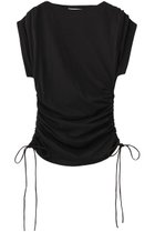 【マーレット/MERLETTE】のSUFI コットンジャージー サイドギャザーカットソー 大人の最旬トレンドファッション＆コーディネート founy(ファウニー) ファッション Fashion レディースファッション Fashion for Women トップス・カットソー Cut & Sew Tops シャツ・ブラウス・オフィスカジュアル Elegant Blouses & Button-Ups ロングTシャツ・Tシャツ Longline T-Shirts & Tees カットソー・ベーシックTシャツ Cut-and-Sewn Tops / Stretch Tees & Basics カットソー Cut and Sewn Top ギャザー Gathered, Ruffled ショート Short, Short Length シンプル Simple, Minimal スリム Slim, Slim Fit スリーブ Sleeve, Long Sleeve / Short Sleeve ボトム Bottoms, Lower Wear 新作・新入荷 New Arrivals / New In thumbnail ブラック|ID: prp329100004993049 ipo3291000000037395343
