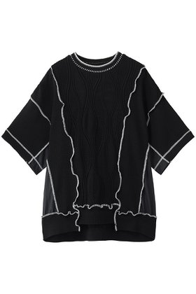 【メゾンスペシャル/MAISON SPECIAL】の【UNISEX】異素材ドッキングメロウ クルーネック S/S ニットTEE 大人の最旬トレンドファッション＆コーディネート founy(ファウニー) ファッション Fashion レディースファッション Fashion for Women トップス・カットソー Cut & Sew Tops ニット Knit Tops & Sweaters カジュアルプルオーバー・ニットトップス Pullovers & Knit Tops / Casual Pullovers ユニセックス Unisex, Genderless ショルダー Shoulder, Shoulder Strap トリミング Trimming, Decorative Edge ドッキング Docking, Mixed Material ドロップ Drop Shoulder, Dropped Style ボトム Bottoms, Lower Wear 夏 Summer 新作・新入荷 New Arrivals / New In S/S・春夏 SS, Spring/Summer, Warm Season |ID:prp329100004993054