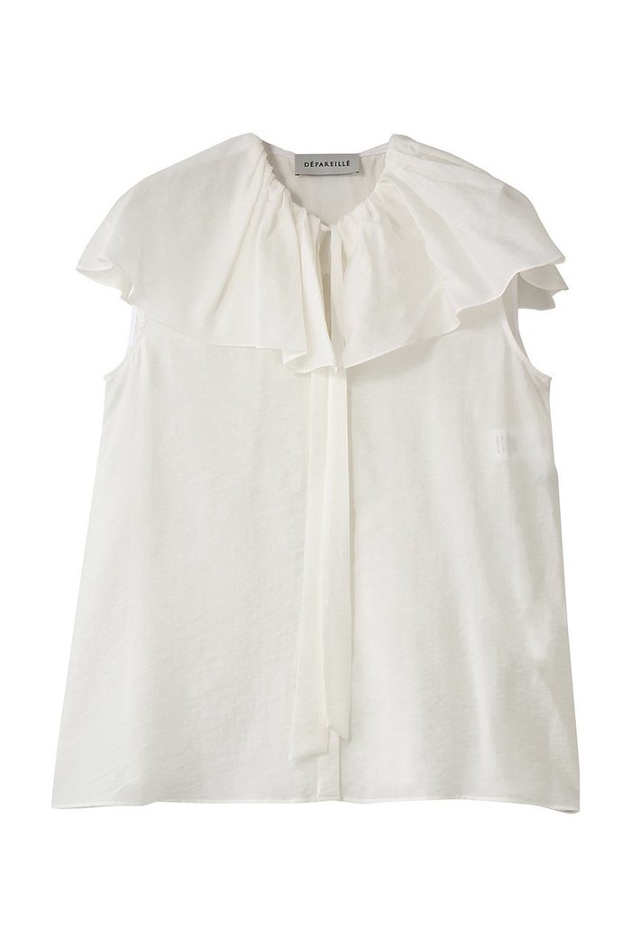 【デパリエ/DEPAREILLE】のシアーシルクラッフルスリーブレスブラウス インテリア・キッズ・メンズ・レディースファッション・服の通販 founy(ファウニー) https://founy.com/ ファッション Fashion レディースファッション Fashion for Women トップス・カットソー Cut & Sew Tops キャミソール&ノースリーブ Camisoles & Sleeveless Tops シャツ・ブラウス・オフィスカジュアル Elegant Blouses & Button-Ups ノースリーブ Sleeveless, No-Sleeve エレガント 上品 Elegant 新作・新入荷 New Arrivals / New In |ID: prp329100004993059 ipo3291000000037395420