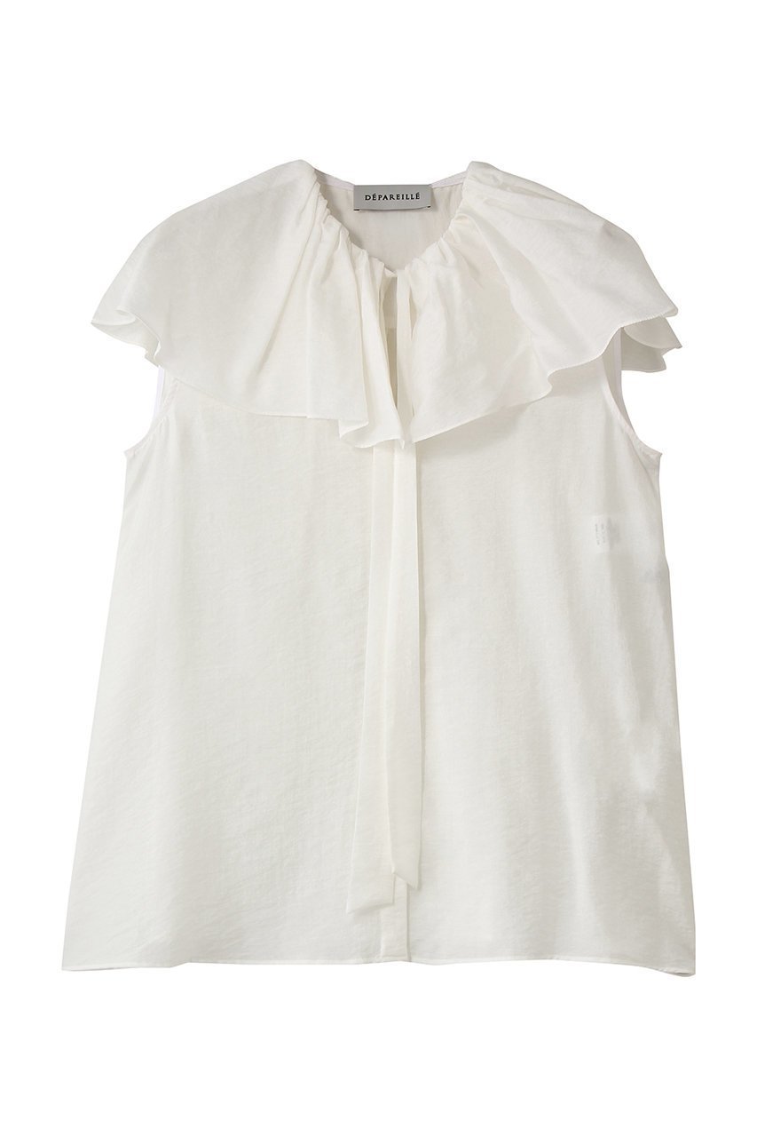【デパリエ/DEPAREILLE】のシアーシルクラッフルスリーブレスブラウス インテリア・キッズ・メンズ・レディースファッション・服の通販 founy(ファウニー) ファッション Fashion レディースファッション Fashion for Women トップス・カットソー Cut & Sew Tops キャミソール&ノースリーブ Camisoles & Sleeveless Tops シャツ・ブラウス・オフィスカジュアル Elegant Blouses & Button-Ups ノースリーブ Sleeveless, No-Sleeve エレガント 上品 Elegant 新作・新入荷 New Arrivals / New In ホワイト|ID: prp329100004993059 ipo3291000000037395421