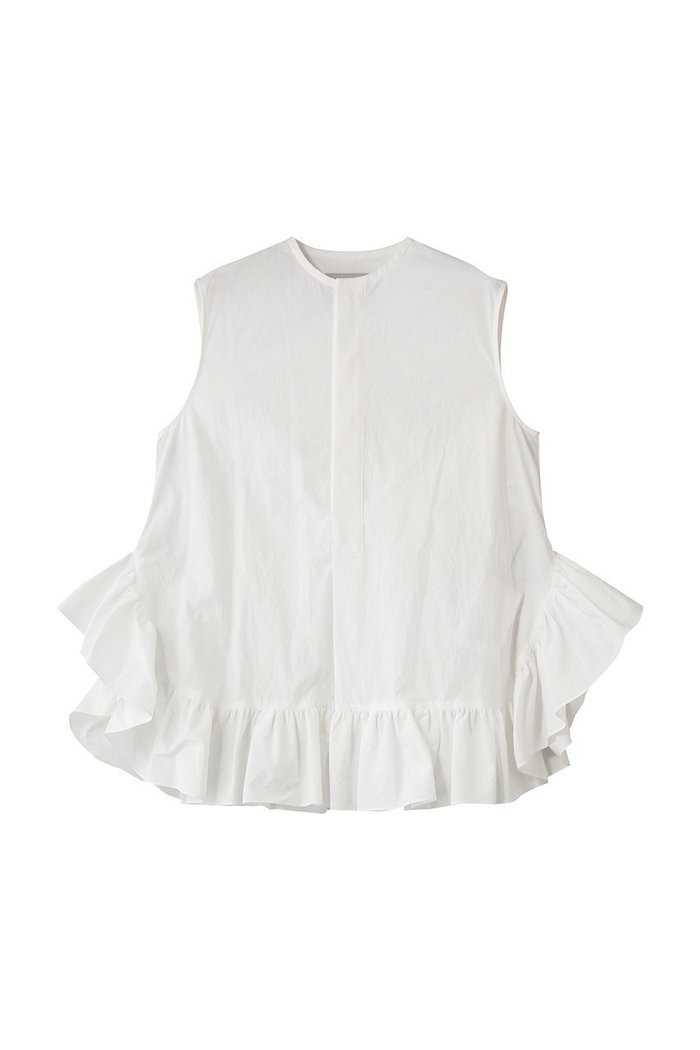 【デパリエ/DEPAREILLE】のコットンラッフルヘムスリーブレスブラウス インテリア・キッズ・メンズ・レディースファッション・服の通販 founy(ファウニー) https://founy.com/ ファッション Fashion レディースファッション Fashion for Women トップス・カットソー Cut & Sew Tops キャミソール&ノースリーブ Camisoles & Sleeveless Tops シャツ・ブラウス・オフィスカジュアル Elegant Blouses & Button-Ups スリム Slim, Slim Fit ノースリーブ Sleeveless, No-Sleeve ボトム Bottoms, Lower Wear マーメイド Mermaid, Fishtail Silhouette ラッフル Ruffle, Frill ランダム Random, Irregular 新作・新入荷 New Arrivals / New In |ID: prp329100004993060 ipo3291000000037395430