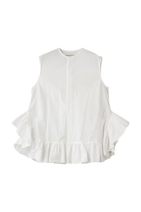 【デパリエ/DEPAREILLE】のコットンラッフルヘムスリーブレスブラウス 大人の最旬トレンドファッション＆コーディネート founy(ファウニー) ファッション Fashion レディースファッション Fashion for Women トップス・カットソー Cut & Sew Tops キャミソール&ノースリーブ Camisoles & Sleeveless Tops シャツ・ブラウス・オフィスカジュアル Elegant Blouses & Button-Ups スリム Slim, Slim Fit ノースリーブ Sleeveless, No-Sleeve ボトム Bottoms, Lower Wear マーメイド Mermaid, Fishtail Silhouette ラッフル Ruffle, Frill ランダム Random, Irregular 新作・新入荷 New Arrivals / New In |ID:prp329100004993060