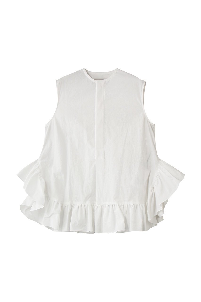 【デパリエ/DEPAREILLE】のコットンラッフルヘムスリーブレスブラウス インテリア・キッズ・メンズ・レディースファッション・服の通販 founy(ファウニー) ファッション Fashion レディースファッション Fashion for Women トップス・カットソー Cut & Sew Tops キャミソール&ノースリーブ Camisoles & Sleeveless Tops シャツ・ブラウス・オフィスカジュアル Elegant Blouses & Button-Ups スリム Slim, Slim Fit ノースリーブ Sleeveless, No-Sleeve ボトム Bottoms, Lower Wear マーメイド Mermaid, Fishtail Silhouette ラッフル Ruffle, Frill ランダム Random, Irregular 新作・新入荷 New Arrivals / New In オフホワイト|ID: prp329100004993060 ipo3291000000037395431