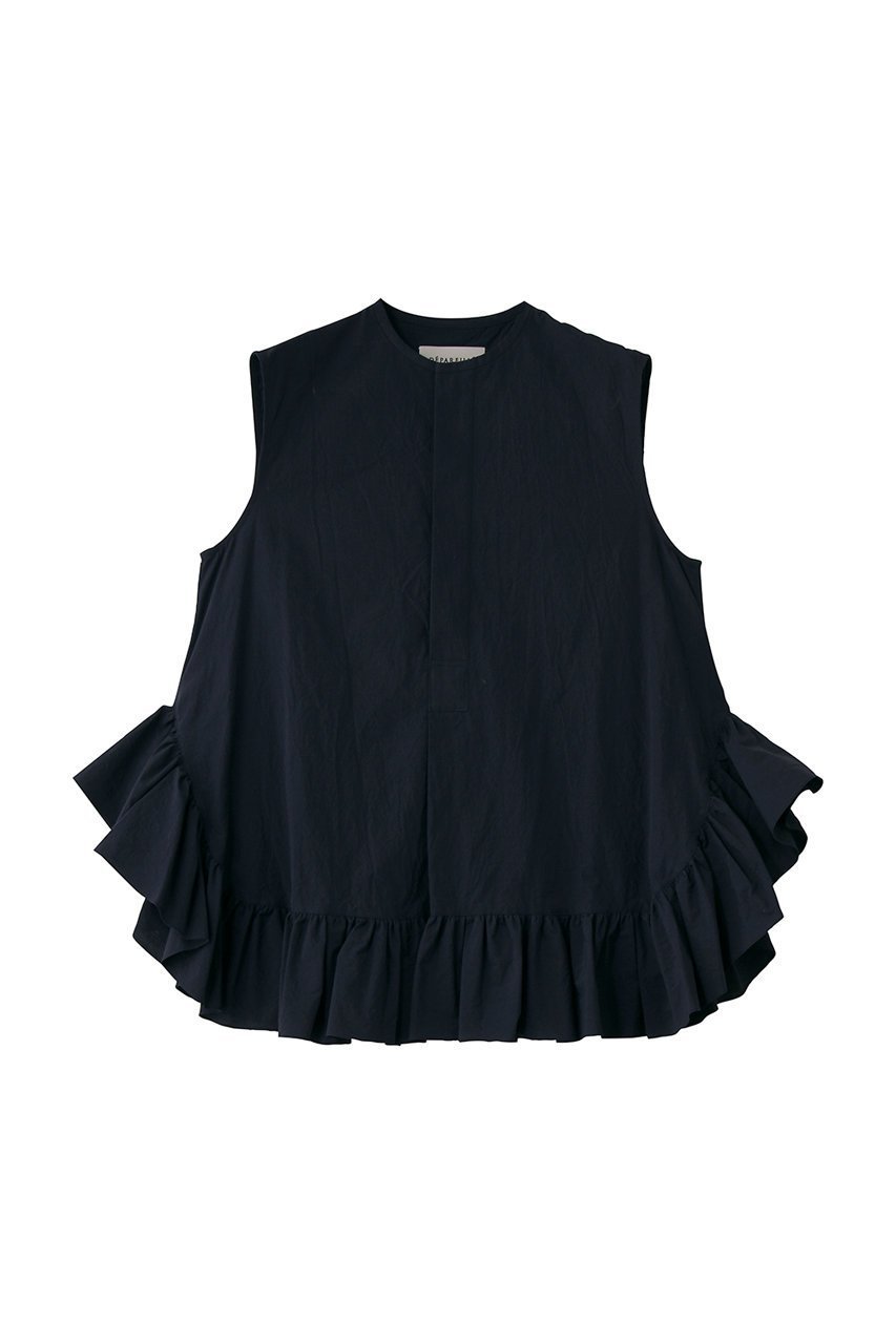 【デパリエ/DEPAREILLE】のコットンラッフルヘムスリーブレスブラウス インテリア・キッズ・メンズ・レディースファッション・服の通販 founy(ファウニー) ファッション Fashion レディースファッション Fashion for Women トップス・カットソー Cut & Sew Tops キャミソール&ノースリーブ Camisoles & Sleeveless Tops シャツ・ブラウス・オフィスカジュアル Elegant Blouses & Button-Ups スリム Slim, Slim Fit ノースリーブ Sleeveless, No-Sleeve ボトム Bottoms, Lower Wear マーメイド Mermaid, Fishtail Silhouette ラッフル Ruffle, Frill ランダム Random, Irregular 新作・新入荷 New Arrivals / New In ネイビー|ID: prp329100004993060 ipo3291000000037395432