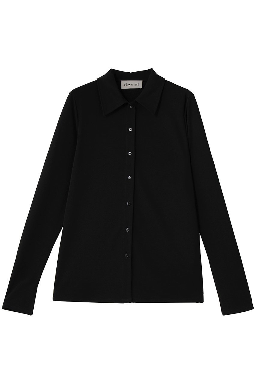 【デパリエ/DEPAREILLE】のトリアセテートジャージーシャツ インテリア・キッズ・メンズ・レディースファッション・服の通販 founy(ファウニー) 　ファッション　Fashion　レディースファッション　Fashion for Women　トップス・カットソー　Cut & Sew Tops　シャツ・ブラウス・オフィスカジュアル　Elegant Blouses & Button-Ups　スリーブ　Sleeve, Long Sleeve / Short Sleeve　デスク　Desk, Work Desk　フィット　Fit, Slim Fit　ロング　Long, Long-Length　ワーク　Workwear, Utility Style　エレガント 上品　Elegant　新作・新入荷　New Arrivals / New In　ブラック|ID: prp329100004993064 ipo3291000000037395463