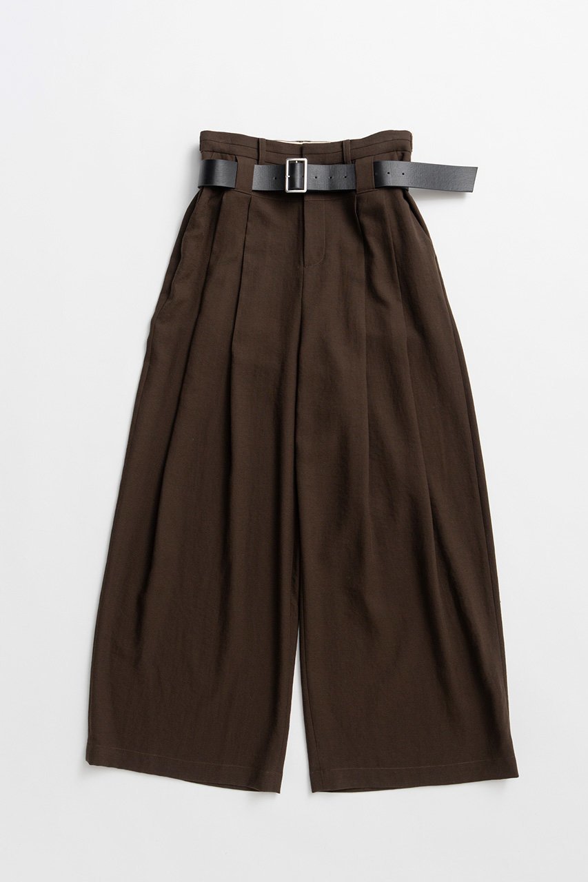 【プランク プロジェクト/PRANK PROJECT】のダブルベルトタックワイドパンツ / Double Belt Tuck Wide Pants インテリア・キッズ・メンズ・レディースファッション・服の通販 founy(ファウニー) 　ファッション　Fashion　レディースファッション　Fashion for Women　パンツ　Pants & Trousers　ベルト&ウエストマーク　Belts & Waist Accessories　ストライプ　Stripe, Striped Pattern　ストレート　Straight, Straight Cut　ネップ　Nepp, Slub Yarn　バランス　Balance, Style Balance　メッシュ　Mesh, Net Fabric　メランジ　Melange, Mixed Yarn　リネン　Linen, Linen Fabric　ループ　Loop, Loop Knit　ワイド　Wide, Wide Fit　おすすめ　Recommended / Our Picks　夏　Summer　新作・新入荷　New Arrivals / New In　BRN(ブラウン)|ID: prp329100004993066 ipo3291000000037395479