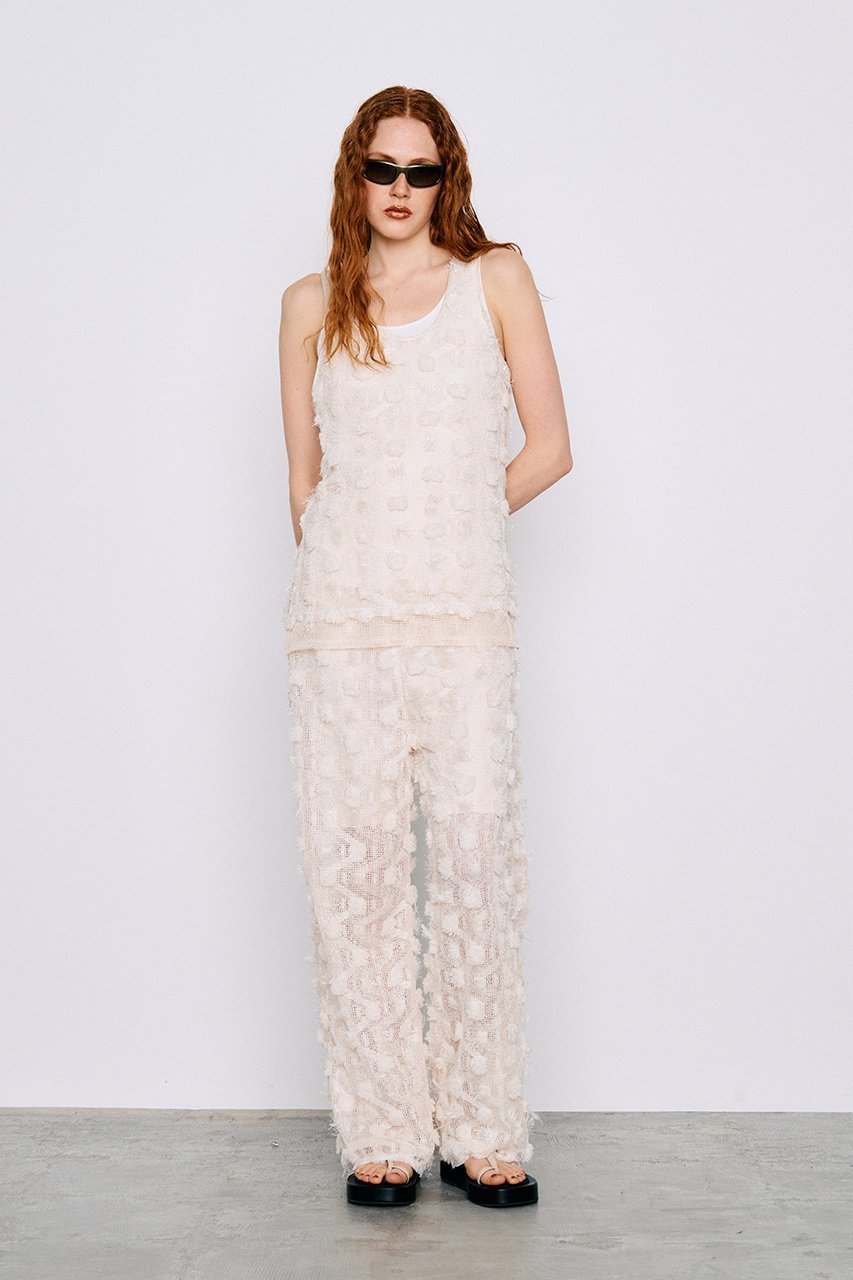 【プランク プロジェクト/PRANK PROJECT】のフラワーメッシュパンツ / Flower Mesh Pants 大人の最旬トレンドファッション＆コーディネート founy(ファウニー) 　ファッション　Fashion　レディースファッション　Fashion for Women　パンツ　Pants & Trousers　シンプル　Simple, Minimal　ストレート　Straight, Straight Cut　フラワー　Flower, Floral　フリンジ　Fringe, Tassel　ボトム　Bottoms, Lower Wear　メッシュ　Mesh, Net Fabric　リラックス　Relax, Relaxed Fit　夏　Summer　新作・新入荷　New Arrivals / New In　other-7|ID: prp329100004993067 ipo3291000000037395490