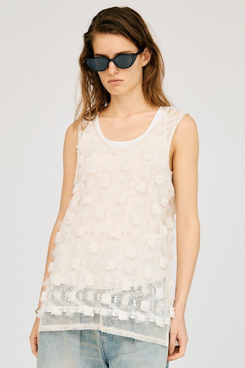 【プランク プロジェクト/PRANK PROJECT】のフラワーメッシュレイヤータンク / Flower Mesh Layer Tank 大人の最旬トレンドファッション&コーディネート founy(ファウニー) ファッション Fashion レディースファッション Fashion for Women トップス・カットソー Cut & Sew Tops キャミソール&ノースリーブ Camisoles & Sleeveless Tops シャツ・ブラウス・オフィスカジュアル Elegant Blouses & Button-Ups ロングTシャツ・Tシャツ Longline T-Shirts & Tees カットソー・ベーシックTシャツ Cut-and-Sewn Tops / Stretch Tees & Basics おすすめ Recommended / Our Picks インナー Innerwear キャミソール Camisole, Spaghetti Strap Top シンプル Simple, Minimal セットアップ Set-Up, Coordinated Outfit タンク Tank Top, Sleeveless Top バランス Balance, Style Balance 新作・新入荷 New Arrivals / New In other-5|ID: prp329100004993071 ipo3291000000037395523