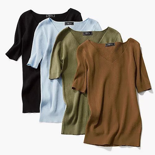 【フェリース ルネス/Feliz Lunes】の【高機能】半袖Vネックリブニット 人気、トレンドファッション・服の通販 founy(ファニー) 　ファッション　Fashion　レディースファッション　WOMEN　トップス・カットソー　Tops/Tshirt　ニット　Knit Tops　Vネック　V-Neck　ジャケット　Jacket　デコルテ　Decolletage　フィット　Fit　ボトム　Bottom　リブニット　Rib Knit　ロング　Long　ワイド　Wide　半袖　Short Sleeve　洗える　Washable　other-3|ID: prp329100000020517 ipo3291000000031305406