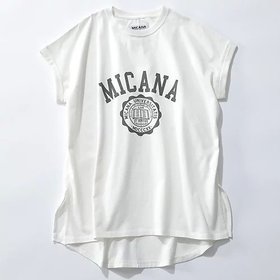 【マイカーナ/MICANA】の【AMERICANA】 【MICA&DEAL】カレッジロゴTシャツ 人気、トレンドファッション・服の通販 founy(ファニー) ファッション Fashion レディースファッション Fashion for Women トップス・カットソー Cut & Sew Tops シャツ・ブラウス・オフィスカジュアル Elegant Blouses & Button-Ups ロングTシャツ・Tシャツ Longline T-Shirts & Tees スリット Slit, Slit Detail 洗える Machine Washable |ID:prp329100000030917