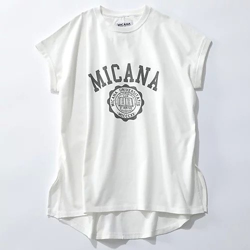 【マイカーナ/MICANA】の【AMERICANA】 【MICA&DEAL】カレッジロゴTシャツ 人気、トレンドファッション・服の通販 founy(ファニー) 　ファッション　Fashion　レディースファッション　Fashion for Women　トップス・カットソー　Cut & Sew Tops　シャツ・ブラウス・オフィスカジュアル　Elegant Blouses & Button-Ups　ロングTシャツ・Tシャツ　Longline T-Shirts & Tees　スリット　Slit, Slit Detail　洗える　Machine Washable　 other-1|ID: prp329100000030917 ipo3291000000032537092