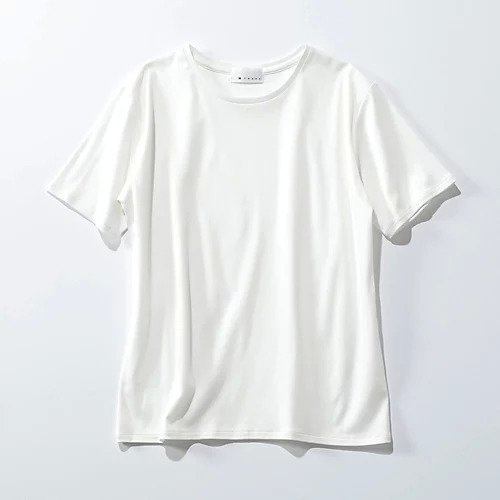 【エムセブンデイズ/M7days】の【松村純子さんコラボ】大人Tシャツ インテリア・キッズ・メンズ・レディースファッション・服の通販 founy(ファウニー) 　ファッション　Fashion　レディースファッション　Fashion for Women　トップス・カットソー　Cut & Sew Tops　シャツ・ブラウス・オフィスカジュアル　Elegant Blouses & Button-Ups　ロングTシャツ・Tシャツ　Longline T-Shirts & Tees　洗える　Machine Washable　秋　Autumn　グラデーション　Gradient, Ombre　コラボ　Collaboration, Collab　シルク　Silk, 100% Silk　トレンド　Trend, Trending Now　バランス　Balance, Style Balance　フェミニン　Feminine, Girly　モダン　Modern, Contemporary　ホワイト1|ID: prp329100000663040 ipo3291000000037250469