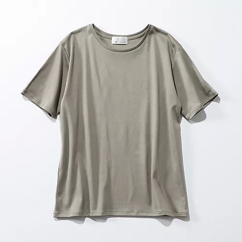 【エムセブンデイズ/M7days】の【松村純子さんコラボ】大人Tシャツ インテリア・キッズ・メンズ・レディースファッション・服の通販 founy(ファウニー) 　ファッション　Fashion　レディースファッション　Fashion for Women　トップス・カットソー　Cut & Sew Tops　シャツ・ブラウス・オフィスカジュアル　Elegant Blouses & Button-Ups　ロングTシャツ・Tシャツ　Longline T-Shirts & Tees　洗える　Machine Washable　秋　Autumn　グラデーション　Gradient, Ombre　コラボ　Collaboration, Collab　シルク　Silk, 100% Silk　トレンド　Trend, Trending Now　バランス　Balance, Style Balance　フェミニン　Feminine, Girly　モダン　Modern, Contemporary　カーキグレー|ID: prp329100000663040 ipo3291000000037250471