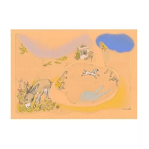 【山本容子作/Yamamoto Yoko / GOODS】の『カナリアが飛んだ』銅版画、手彩色 インテリア・キッズ・メンズ・レディースファッション・服の通販 founy(ファニー) 　雑誌掲載アイテム　Magazine Picks & Fashion Features　ファッション雑誌　Fashion Magazines　エクラ　eclat　1月号　January Issue　雑誌　Magazine, Fashion Magazine　パステル　Pastel, Soft Color　犬　Dog　-|ID: prp329100000924523 ipo3291000000029602246