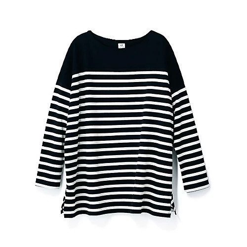 【トゥエルブクローゼット/12closet】の【洗える】切替えボーダーチュニック 人気、トレンドファッション・服の通販 founy(ファニー) 　ファッション　Fashion　レディースファッション　Fashion for Women　トップス・カットソー　Cut & Sew Tops　コラボ　Collaboration, Collab　スリット　Slit, Slit Detail　チュニック　Tunic, Long Top　ベーシック　Basic, Essential　ボーダー　Border, Stripe　洗える　Machine Washable　秋　Autumn　other-3|ID: prp329100001194139 ipo3291000000036824908