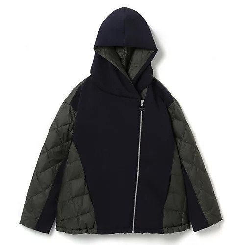 【マルシャル テル/MARECHAL TERRE】のダウンパーカー インテリア・キッズ・メンズ・レディースファッション・服の通販 founy(ファニー) 　ファッション　Fashion　レディースファッション　WOMEN　トップス・カットソー　Tops/Tshirt　パーカ　Sweats　エレガント 上品　Elegant　カットソー　Cut And Sew　クール　Cool　コンビ　Combination　軽量　Lightweight　ダウン　Down　チャーム　Charm　人気　Popularity　バランス　Balance　パーカー　Hoodie　フォルム　Form　フロント　Front　ブルゾン　Blouson　ライダース　Riders　おすすめ　Recommend　ネイビー&#215;カーキ|ID: prp329100001786458 ipo3291000000028426009