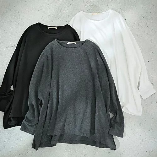 【イーバイエクラ/E by eclat】のワイドカットソー 人気、トレンドファッション・服の通販 founy(ファニー) 　ファッション　Fashion　レディースファッション　Fashion for Women　トップス・カットソー　Cut & Sew Tops　カットソー・ベーシックTシャツ　Cut-and-Sewn Tops / Stretch Tees & Basics　ストレッチ　Stretch, Stretchy Fabric　人気　Popular, Best Seller　洗える　Machine Washable　other-2|ID: prp329100001876698 ipo3291000000031305640