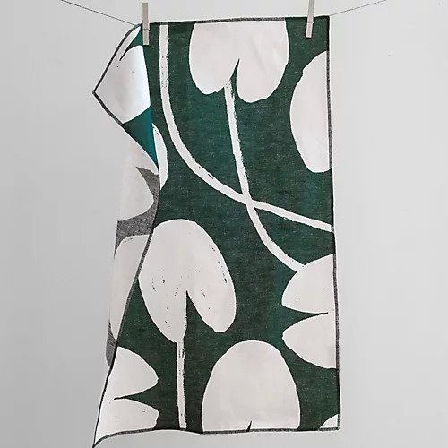 【ファインリトルデイ/Fine Little Day / GOODS】のWATER LILIES リネンキッチンクロス インテリア・キッズ・メンズ・レディースファッション・服の通販 founy(ファニー) 　吸水　Water Absorption　グリーン&#215;ホワイト|ID: prp329100001932607 ipo3291000000029598454