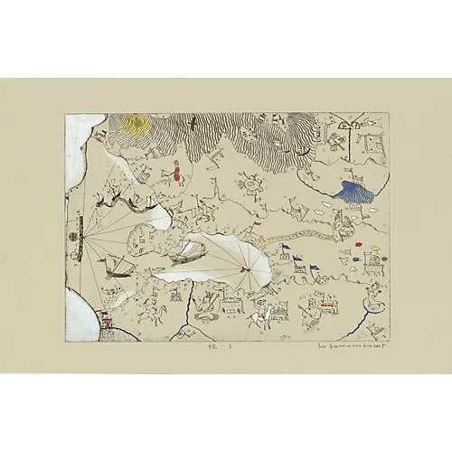 【山本容子作/Yamamoto Yoko / GOODS】の『旅1』銅版画 手彩色 人気、トレンドファッション・服の通販 founy(ファニー) 　雑誌掲載アイテム　Magazine Items　ファッション雑誌　Fashion Magazines　エクラ　eclat　1月号　January Issue　オレンジ　Orange　雑誌　Magazine　夏　Summer　 other-1|ID: prp329100002154685 ipo3291000000029597549