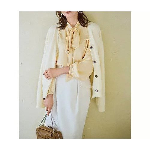 【エムセブンデイズ/M7days】の2WAY艶ボウタイブラウス 人気、トレンドファッション・服の通販 founy(ファニー) 　ファッション　Fashion　レディースファッション　Fashion for Women　トップス・カットソー　Cut & Sew Tops　シャツ・ブラウス・オフィスカジュアル　Elegant Blouses & Button-Ups　とろみ　Fluid, Flowy Fabric　なめらか　Smooth, Silky Texture　イエロー　Yellow　エレガント 上品　Elegant　サテン　Satin, Glossy Fabric　シルク　Silk, 100% Silk　シンプル　Simple, Minimal　ドレープ　Drape, Draping Fabric　パール　Pearl, Pearl Accent　リボン　Ribbon, Bow　洗える　Machine Washable　other-2|ID: prp329100002167944 ipo3291000000034017870