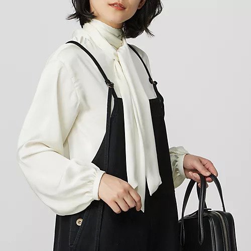 【エムセブンデイズ/M7days】の2WAY艶ボウタイブラウス 人気、トレンドファッション・服の通販 founy(ファニー) 　ファッション　Fashion　レディースファッション　Fashion for Women　トップス・カットソー　Cut & Sew Tops　シャツ・ブラウス・オフィスカジュアル　Elegant Blouses & Button-Ups　とろみ　Fluid, Flowy Fabric　なめらか　Smooth, Silky Texture　イエロー　Yellow　エレガント 上品　Elegant　サテン　Satin, Glossy Fabric　シルク　Silk, 100% Silk　シンプル　Simple, Minimal　ドレープ　Drape, Draping Fabric　パール　Pearl, Pearl Accent　リボン　Ribbon, Bow　洗える　Machine Washable　other-3|ID: prp329100002167944 ipo3291000000034017872