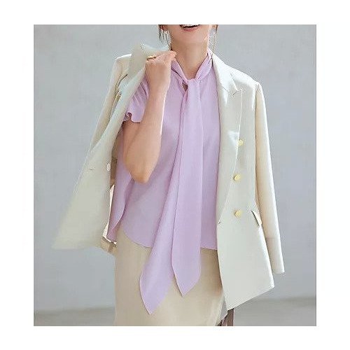【エムセブンデイズ/M7days】のさらふわボウタイブラウス 人気、トレンドファッション・服の通販 founy(ファニー) 　ファッション　Fashion　レディースファッション　Fashion for Women　トップス・カットソー　Cut & Sew Tops　シャツ・ブラウス・オフィスカジュアル　Elegant Blouses & Button-Ups　エレガント 上品　Elegant　ヴィンテージ　Vintage Style　洗える　Machine Washable　シアー　Sheer, See-Through　スリーブ　Sleeve, Long Sleeve / Short Sleeve　ドレープ　Drape, Draping Fabric　人気　Popular, Best Seller　ハイネック　High Neck, Mock Neck　バランス　Balance, Style Balance　フリル　Frill, Ruffle　フレンチ　French, French Style　フロント　Front, Front Design　ラウンド　Round, Round Neck　リボン　Ribbon, Bow　夏　Summer　other-3|ID: prp329100002364516 ipo3291000000031902748