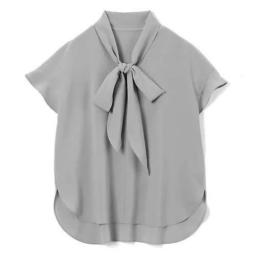 【エムセブンデイズ/M7days】のさらふわボウタイブラウス インテリア・キッズ・メンズ・レディースファッション・服の通販 founy(ファニー) 　ファッション　Fashion　レディースファッション　Fashion for Women　トップス・カットソー　Cut & Sew Tops　シャツ・ブラウス・オフィスカジュアル　Elegant Blouses & Button-Ups　エレガント 上品　Elegant　ヴィンテージ　Vintage Style　洗える　Machine Washable　シアー　Sheer, See-Through　スリーブ　Sleeve, Long Sleeve / Short Sleeve　ドレープ　Drape, Draping Fabric　人気　Popular, Best Seller　ハイネック　High Neck, Mock Neck　バランス　Balance, Style Balance　フリル　Frill, Ruffle　フレンチ　French, French Style　フロント　Front, Front Design　ラウンド　Round, Round Neck　リボン　Ribbon, Bow　夏　Summer　ライトグレー|ID: prp329100002364516 ipo3291000000032704082