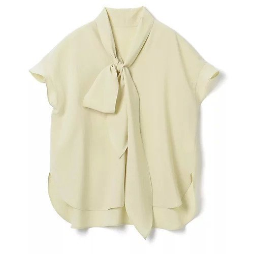 【エムセブンデイズ/M7days】のさらふわボウタイブラウス インテリア・キッズ・メンズ・レディースファッション・服の通販 founy(ファニー) 　ファッション　Fashion　レディースファッション　Fashion for Women　トップス・カットソー　Cut & Sew Tops　シャツ・ブラウス・オフィスカジュアル　Elegant Blouses & Button-Ups　エレガント 上品　Elegant　ヴィンテージ　Vintage Style　洗える　Machine Washable　シアー　Sheer, See-Through　スリーブ　Sleeve, Long Sleeve / Short Sleeve　ドレープ　Drape, Draping Fabric　人気　Popular, Best Seller　ハイネック　High Neck, Mock Neck　バランス　Balance, Style Balance　フリル　Frill, Ruffle　フレンチ　French, French Style　フロント　Front, Front Design　ラウンド　Round, Round Neck　リボン　Ribbon, Bow　夏　Summer　イエロー|ID: prp329100002364516 ipo3291000000035912432