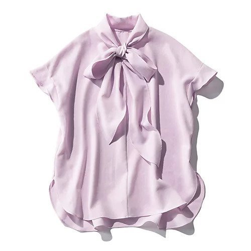 【エムセブンデイズ/M7days】のさらふわボウタイブラウス インテリア・キッズ・メンズ・レディースファッション・服の通販 founy(ファニー) 　ファッション　Fashion　レディースファッション　Fashion for Women　トップス・カットソー　Cut & Sew Tops　シャツ・ブラウス・オフィスカジュアル　Elegant Blouses & Button-Ups　エレガント 上品　Elegant　ヴィンテージ　Vintage Style　洗える　Machine Washable　シアー　Sheer, See-Through　スリーブ　Sleeve, Long Sleeve / Short Sleeve　ドレープ　Drape, Draping Fabric　人気　Popular, Best Seller　ハイネック　High Neck, Mock Neck　バランス　Balance, Style Balance　フリル　Frill, Ruffle　フレンチ　French, French Style　フロント　Front, Front Design　ラウンド　Round, Round Neck　リボン　Ribbon, Bow　夏　Summer　ラベンダー|ID: prp329100002364516 ipo3291000000035912433