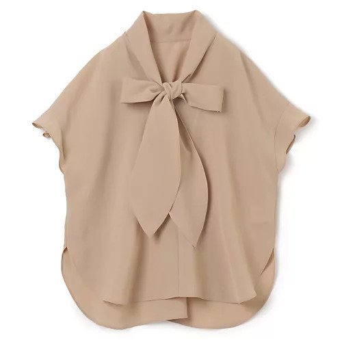【エムセブンデイズ/M7days】のさらふわボウタイブラウス インテリア・キッズ・メンズ・レディースファッション・服の通販 founy(ファニー) 　ファッション　Fashion　レディースファッション　Fashion for Women　トップス・カットソー　Cut & Sew Tops　シャツ・ブラウス・オフィスカジュアル　Elegant Blouses & Button-Ups　エレガント 上品　Elegant　ヴィンテージ　Vintage Style　洗える　Machine Washable　シアー　Sheer, See-Through　スリーブ　Sleeve, Long Sleeve / Short Sleeve　ドレープ　Drape, Draping Fabric　人気　Popular, Best Seller　ハイネック　High Neck, Mock Neck　バランス　Balance, Style Balance　フリル　Frill, Ruffle　フレンチ　French, French Style　フロント　Front, Front Design　ラウンド　Round, Round Neck　リボン　Ribbon, Bow　夏　Summer　ベージュ|ID: prp329100002364516 ipo3291000000035912435