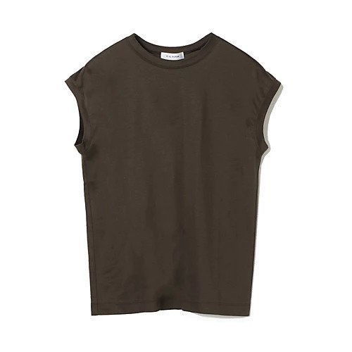 【イーバイエクラ/E by eclat】のフレンチスリーブTシャツ インテリア・キッズ・メンズ・レディースファッション・服の通販 founy(ファニー) 　ファッション　Fashion　レディースファッション　Fashion for Women　トップス・カットソー　Cut & Sew Tops　シャツ・ブラウス・オフィスカジュアル　Elegant Blouses & Button-Ups　ロングTシャツ・Tシャツ　Longline T-Shirts & Tees　スリーブ　Sleeve, Long Sleeve / Short Sleeve　フェミニン　Feminine, Girly　フレンチ　French, French Style　半袖　Short Sleeve, Half Sleeve　洗える　Machine Washable　ダークブラウン|ID: prp329100002364576 ipo3291000000031819313