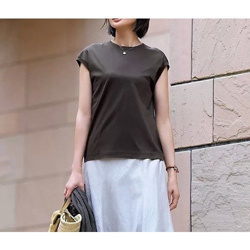 【イーバイエクラ/E by eclat】のフレンチスリーブTシャツ 人気、トレンドファッション・服の通販 founy(ファニー) 　ファッション　Fashion　レディースファッション　Fashion for Women　トップス・カットソー　Cut & Sew Tops　シャツ・ブラウス・オフィスカジュアル　Elegant Blouses & Button-Ups　ロングTシャツ・Tシャツ　Longline T-Shirts & Tees　スリーブ　Sleeve, Long Sleeve / Short Sleeve　フェミニン　Feminine, Girly　フレンチ　French, French Style　半袖　Short Sleeve, Half Sleeve　洗える　Machine Washable　other-3|ID: prp329100002364576 ipo3291000000032686221