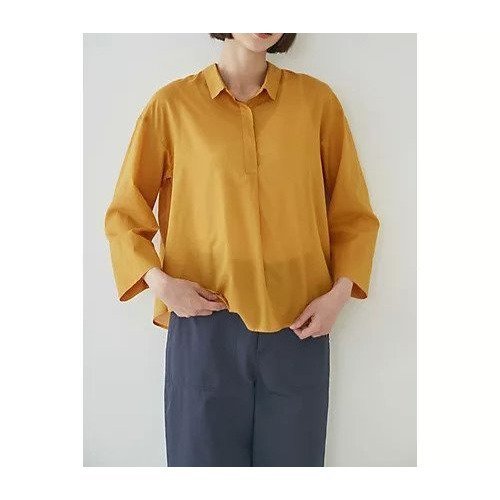 【ヒューマンウーマン/HUMAN WOMAN】のボタニカルダイブラウス インテリア・キッズ・メンズ・レディースファッション・服の通販 founy(ファニー) 　ファッション　Fashion　レディースファッション　WOMEN　トップス・カットソー　Tops/Tshirt　シャツ/ブラウス　Shirts/Blouses　おすすめ　Recommend　スキッパー　Skipper　スタンダード　Standard　バランス　Balance　ベーシック　Basic　ボトム　Bottom　オレンジ|ID: prp329100002649607 ipo3291000000030682662