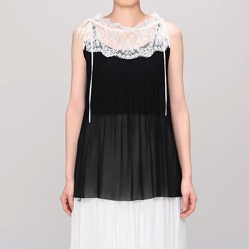 【ルネ/LUNE】のPLEATED MINI TOP WITH LACE インテリア・キッズ・メンズ・レディースファッション・服の通販 founy(ファニー) https://founy.com/ ファッション Fashion レディースファッション WOMEN エレガント 上品 Elegant キャミソール Camisole シフォン Chiffon プリーツ Pleats モチーフ Motif ヨーク Yoke リボン Ribbon レース Race ロング Long |ID: prp329100002711650 ipo3291000000028702818