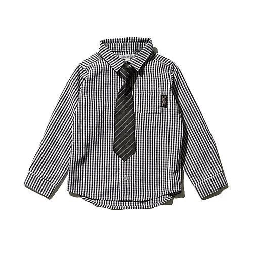 【シューラルー/SHOO LA RUE / KIDS】の【110-140cm/プチセレ】ネクタイ付きシャツ インテリア・キッズ・メンズ・レディースファッション・服の通販 founy(ファニー) 　ファッション　Fashion　キッズファッション　KIDS　インナー　Inner　ギンガム　Gingham　ストライプ　Stripe　セレモニー　Ceremony　チェック　Check　パターン　Pattern　ポケット　Pocket　入学式　Entrance Ceremony　卒業式　Graduation Ceremony　定番　Standard　結婚式　Wedding Ceremony　ブラック|ID: prp329100002908536 ipo3291000000029588725