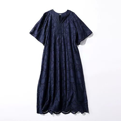 【ヌキテパ/NE QUITTEZ PAS】のCOTTON VOILE DOT HEMLA DRESS インテリア・キッズ・メンズ・レディースファッション・服の通販 founy(ファニー) 　ファッション　Fashion　レディースファッション　WOMEN　ワンピース　Dress　ドレス　Party Dresses　インド　India　スリット　Slit　スリーブ　Sleeve　デコルテ　Decolletage　ドット　Dot　ドレス　Dress　フレア　Flare　モチーフ　Motif　夏　Summer　【HPS別注】ネイビー|ID: prp329100003095479 ipo3291000000026066303