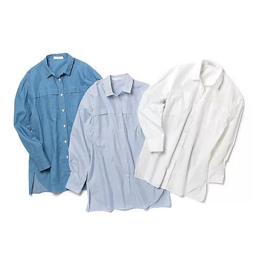 【スアデオ/suadeo】のルーズシルエットオーバーシャツ 人気、トレンドファッション・服の通販 founy(ファニー) 　ファッション　Fashion　レディースファッション　WOMEN　トップス・カットソー　Tops/Tshirt　シャツ/ブラウス　Shirts/Blouses　カフス　Cuffs　ストライプ　Stripe　デニム　Denim　ベーシック　Basic　ロング　Long　洗える　Washable　羽織　Haori　other-2|ID: prp329100003162435 ipo3291000000031805128