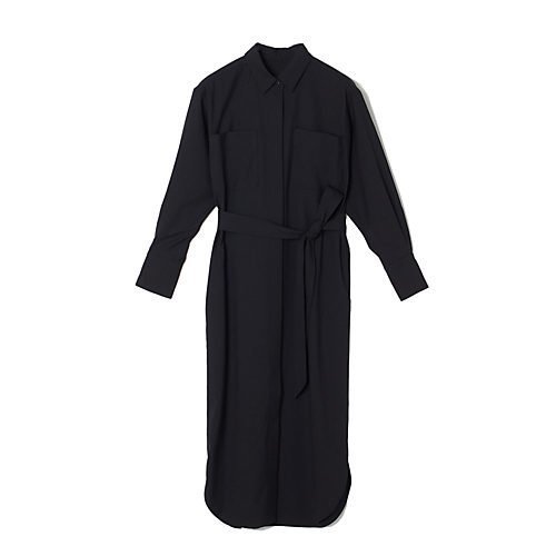 【イーバイエクラ/E by eclat】のベルトつきシャツワンピース インテリア・キッズ・メンズ・レディースファッション・服の通販 founy(ファニー) 　ファッション　Fashion　レディースファッション　Fashion for Women　ワンピース　Dresses　シャツワンピース / 1枚で着映えコーデ　Shirt Dresses　ベルト&ウエストマーク　Belts & Waist Accessories　シンプル　Simple, Minimal　スリット　Slit, Slit Detail　ポケット　Pocket, Pocket Detail　ラウンド　Round, Round Neck　洗える　Machine Washable　ブラック|ID: prp329100003189132 ipo3291000000034941770