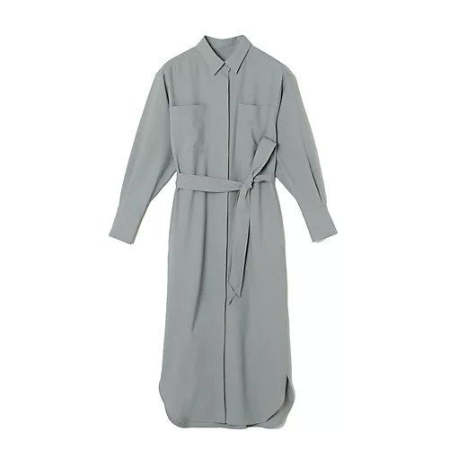 【イーバイエクラ/E by eclat】のベルトつきシャツワンピース インテリア・キッズ・メンズ・レディースファッション・服の通販 founy(ファニー) 　ファッション　Fashion　レディースファッション　Fashion for Women　ワンピース　Dresses　シャツワンピース / 1枚で着映えコーデ　Shirt Dresses　ベルト&ウエストマーク　Belts & Waist Accessories　シンプル　Simple, Minimal　スリット　Slit, Slit Detail　ポケット　Pocket, Pocket Detail　ラウンド　Round, Round Neck　洗える　Machine Washable　ライトグレー|ID: prp329100003189132 ipo3291000000034941771