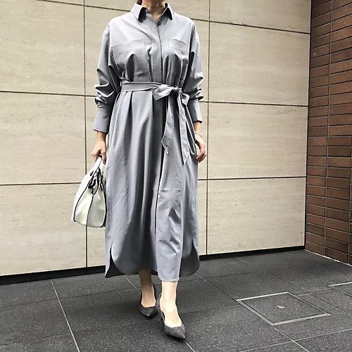 【イーバイエクラ/E by eclat】のベルトつきシャツワンピース 人気、トレンドファッション・服の通販 founy(ファニー) 　ファッション　Fashion　レディースファッション　Fashion for Women　ワンピース　Dresses　シャツワンピース / 1枚で着映えコーデ　Shirt Dresses　ベルト&ウエストマーク　Belts & Waist Accessories　シンプル　Simple, Minimal　スリット　Slit, Slit Detail　ポケット　Pocket, Pocket Detail　ラウンド　Round, Round Neck　洗える　Machine Washable　other-2|ID: prp329100003189132 ipo3291000000034941772