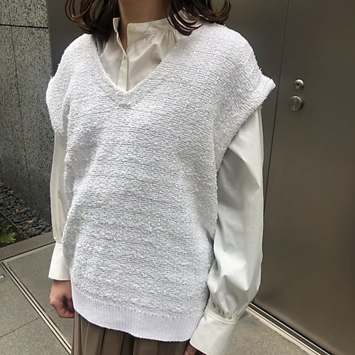 【イーバイエクラ/E by eclat】のツイード調ニットベスト 人気、トレンドファッション・服の通販 founy(ファニー) 　ファッション　Fashion　レディースファッション　Fashion for Women　アウター　Coat / Outerwear Collection　トップス・カットソー　Cut & Sew Tops　ニット　Knit Tops & Sweaters　ベスト&ジレ / 重ね着スタイル　Vests & Gilets　ツイード　Twill, Twill Weave　トレンド　Trend, Trending Now　ベスト　Vest, Waistcoat　洗える　Machine Washable　other-2|ID: prp329100003189400 ipo3291000000035653119