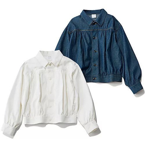 【トゥエルブクローゼット/12closet】の【洗える】ギャザー切り替えコットンジャケット 人気、トレンドファッション・服の通販 founy(ファニー) 　ファッション　Fashion　レディースファッション　WOMEN　アウター　Coat Outerwear　ジャケット　Jackets　インディゴ　Indigo　ギャザー　Gather　ショート　Short　ジャケット　Jacket　デニム　Denim　バランス　Balance　ヨーク　Yoke　夏　Summer　春　Spring　洗える　Washable　other-2|ID: prp329100003202484 ipo3291000000031260280