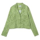 【ガニー/GANNI】のCrinkled Satin Cropped Blazer Shirt Going Green|ID: prp329100003231746 ipo3291000000026195031