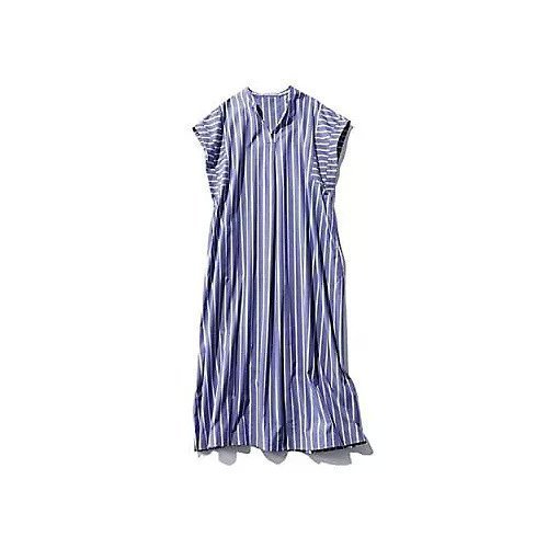 【スアデオ/suadeo】の先染めコットンストライプスキッパーワンピース インテリア・キッズ・メンズ・レディースファッション・服の通販 founy(ファニー) 　ファッション　Fashion　レディースファッション　Fashion for Women　ワンピース　Dresses　インナー　Innerwear　洗える　Machine Washable　シンプル　Simple, Minimal　ストライプ　Stripe, Striped Pattern　スリーブ　Sleeve, Long Sleeve / Short Sleeve　フレンチ　French, French Style　ブロード　Broadcloth, Fine Cotton　ボーダー　Border, Stripe　レギュラー　Regular, Standard Fit　ロング　Long, Long-Length　プチプライス・低価格　Affordable / Budget Price　夏　Summer　ブルー1|ID: prp329100003265454 ipo3291000000032649203